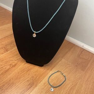 Necklace And Bracelet Set With Crystal Pendants
